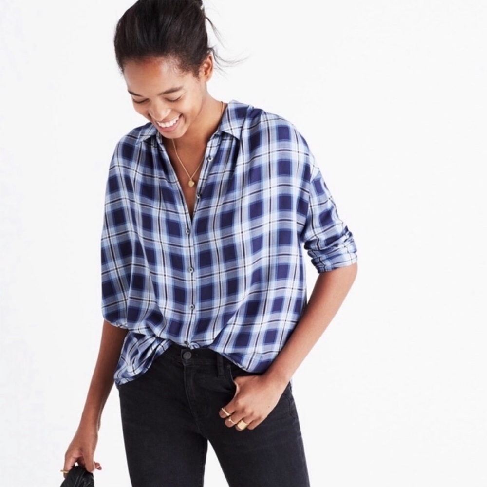 Madewell Blue Plaid Shirt